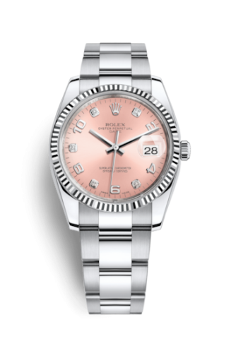 Oyster Perpetual Date 34 Stainless Steel Fluted / Oyster / Pink Arabic