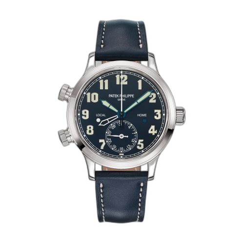 Calatrava Pilot Travel Time 7234 White Gold / Blue