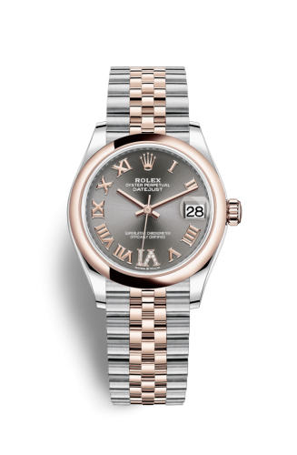 Datejust 31 Stainless Steel/ Rose Gold / Domed / Grey - Roman / Jubilee