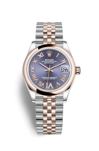 Datejust 31 Stainless Steel / Rose Gold / Domed / Aubergine - Roman / Jubilee