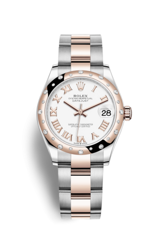 Datejust 31 Stainless Steel/ Rose Gold / Domed - Diamond / White - Roman / Oyster