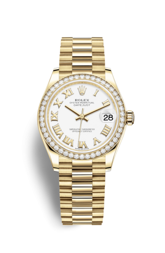 Datejust 31 Yellow Gold - Diamond / White - Roman / President