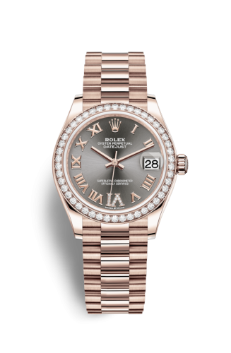 Datejust 31 Rose Gold / Diamond / Grey - Roman / President