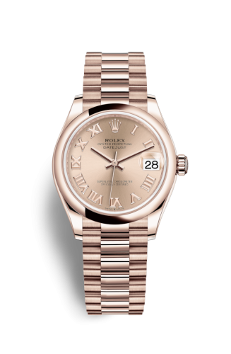 Datejust 31 Rose Gold / Domed / Rose - Roman / President