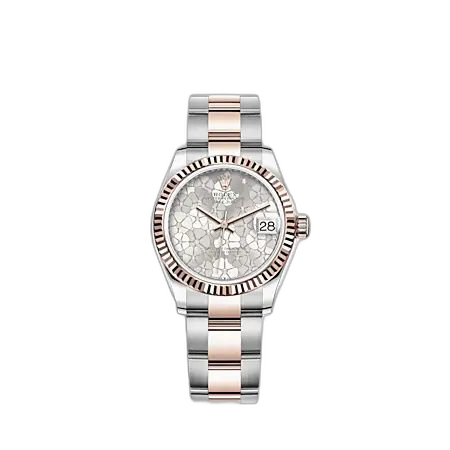 Datejust 31 Stainless Steel/ Rose Gold / Fluted / Silver - Floral / Oyster