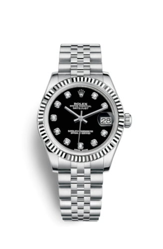 Datejust 31 Stainless Steel Fluted / Jubilee / Black - Diamond