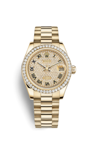 Datejust 31 Yellow Gold Diamond / President / Paved Roman