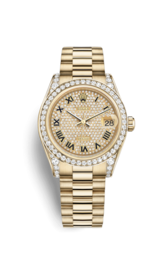 Datejust 31 Yellow Gold Diamond / President / Paved Roman