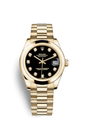 Datejust 31 Yellow Gold Domed / President / Black Diamond