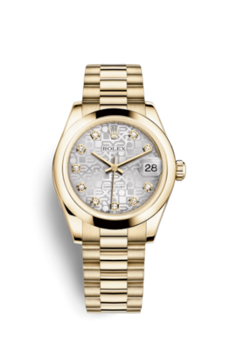 Datejust 31 Yellow Gold Domed / President / Silver Computer