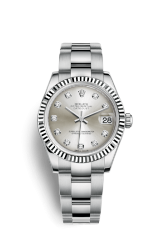 Datejust 31 Stainless Steel Fluted / Oyster / Silver - Diamond