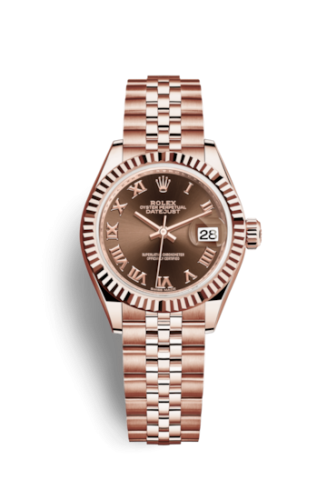 Lady-Datejust 28 Everose Fluted / Jubilee / Chocolate Roman