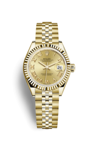 Lady-Datejust 28 Yellow Gold Fluted / Jubilee / Champagne Roman