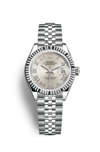 Lady-Datejust 28 Stainless Steel Fluted / Silver - Roman / Jubilee
