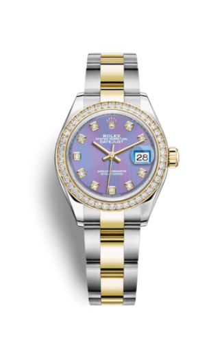 Lady-Datejust 28 Rolesor Yellow Diamond / Oyster / Lavender Diamond