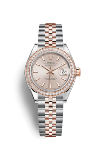 Lady-Datejust 28 Rolesor Rose Diamond / Jubilee / Sundust
