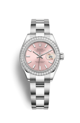 Lady-Datejust 28 Stainless Steel / Diamond / Pink / Oyster