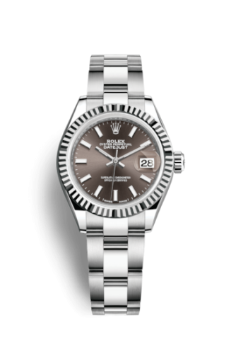 Lady-Datejust 28 Stainless Steel Fluted / Grey / Oyster