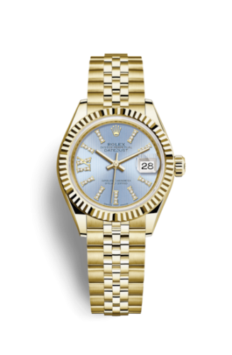 Lady-Datejust 28 Yellow Gold Fluted / Jubilee / Cornflower Diamond