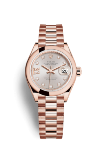 Lady-Datejust 28 Everose Domed / President / Sundust Diamond