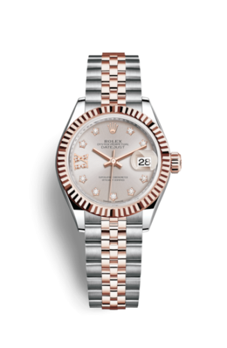Lady-Datejust 28 Rolesor Rose Fluted / Jubilee / Sundust Diamond