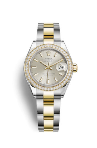 Lady-Datejust 28 Rolesor Yellow Diamond / Oyster / Silver