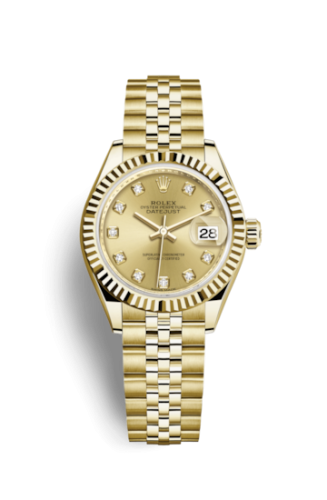 Lady-Datejust 28 Yellow Gold Fluted / Jubilee / Champagne Diamond