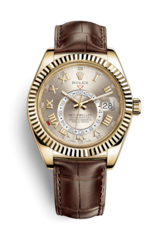 Sky-Dweller Yellow Gold / Silver Roman / Alligator