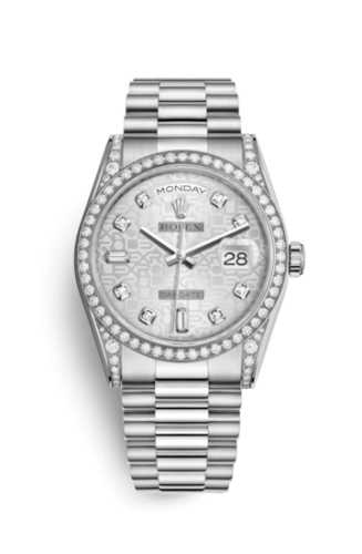 Day-Date 36 White Gold Diamonds / President / Silver Computer