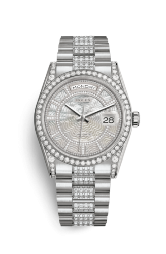 Day-Date 36 White Gold Diamonds / President Diamonds / MOP Carousel