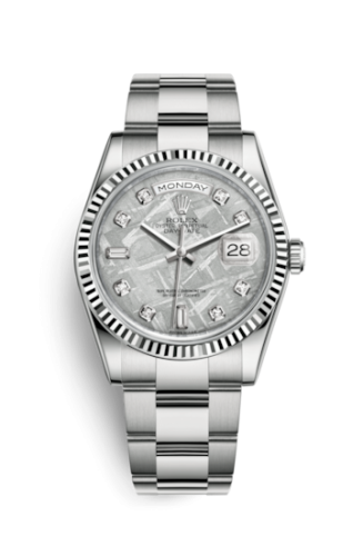 Day-Date 36 White Gold Fluted / Oyster / Meteorite