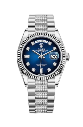 Day-Date 36 White Gold / Fluted / Blue Ombré-Diamond / President-Diamond