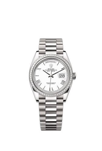 Day-Date 36 White Gold - Baguette / White - Roman / President
