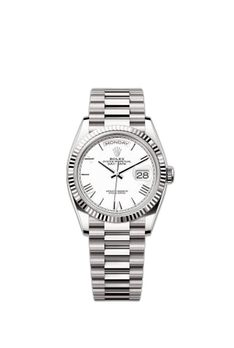 Day-Date 36 White Gold - Fluted / White - Roman / President