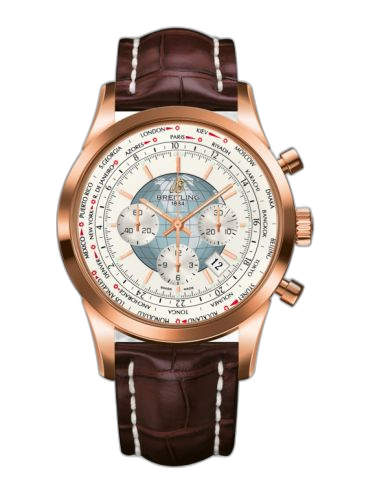 Transocean Chronograph Unitime Red Gold / Silver / Croco