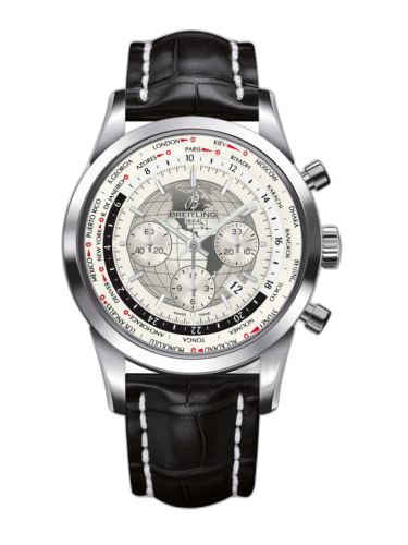 Transocean Chronograph Unitime Stainless Steel / Silver / Croco