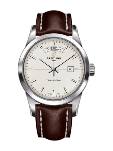 Transocean Day & Date Stainless Steel / Silver / Calf / Pin
