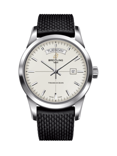 Transocean Day & Date Stainless Steel / Silver / Rubber / Pin