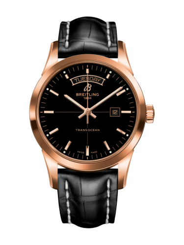 Transocean Day & Date Red Gold / Black / Croco / Folding