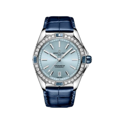 Super Chronomat 38 Stainless Steel / Ice Blue / Alligator