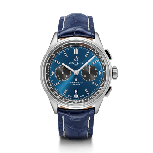 Premier B01 Chronograph 42 Stainless Steel / Blue / Croco / Pin