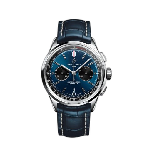 Premier B01 Chronograph 42 Stainless Steel / Blue / Croco / Pin