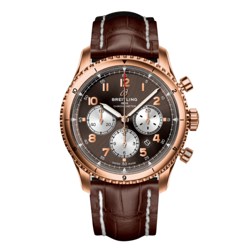 Aviator 8 B01 Chronograph 43 Red Gold / Bronze / Alligator / Folding