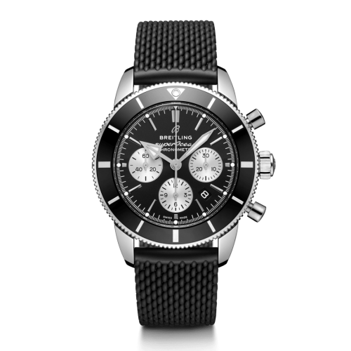 Superocean Heritage II B01 Chronograph 44 Stainless Steel / Black / Rubber / Folding