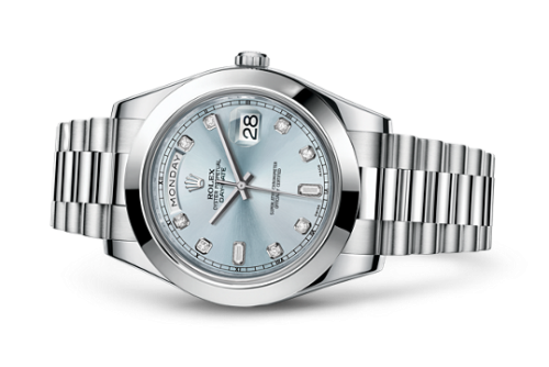Day-Date II Platinum Silver Diamonds