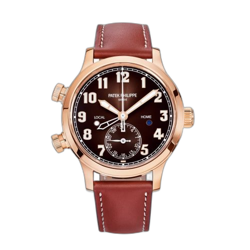 Calatrava Pilot Travel Time 7234 Rose Gold / Brown