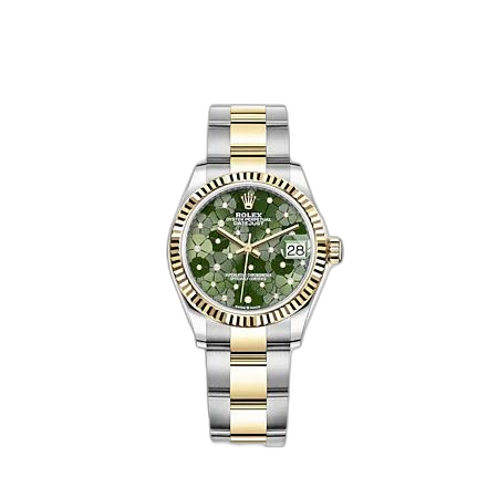 Datejust 31 Stainless Steel / Yellow Gold / Fluted / Olive - Floral / Oyster