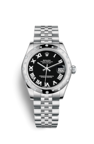 Datejust 31 Stainless Steel Domed Diamond / Jubilee / Black - Roman