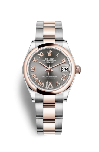 Datejust 31 Stainless Steel/ Rose Gold / Domed / Grey - Roman / Oyster
