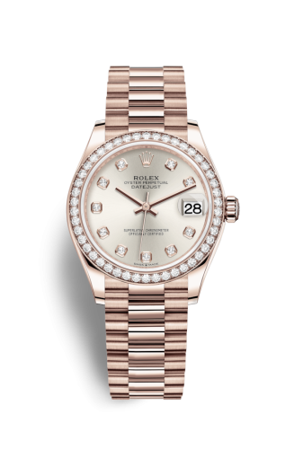 Datejust 31 Rose Gold / Diamond / Silver - Diamond / President